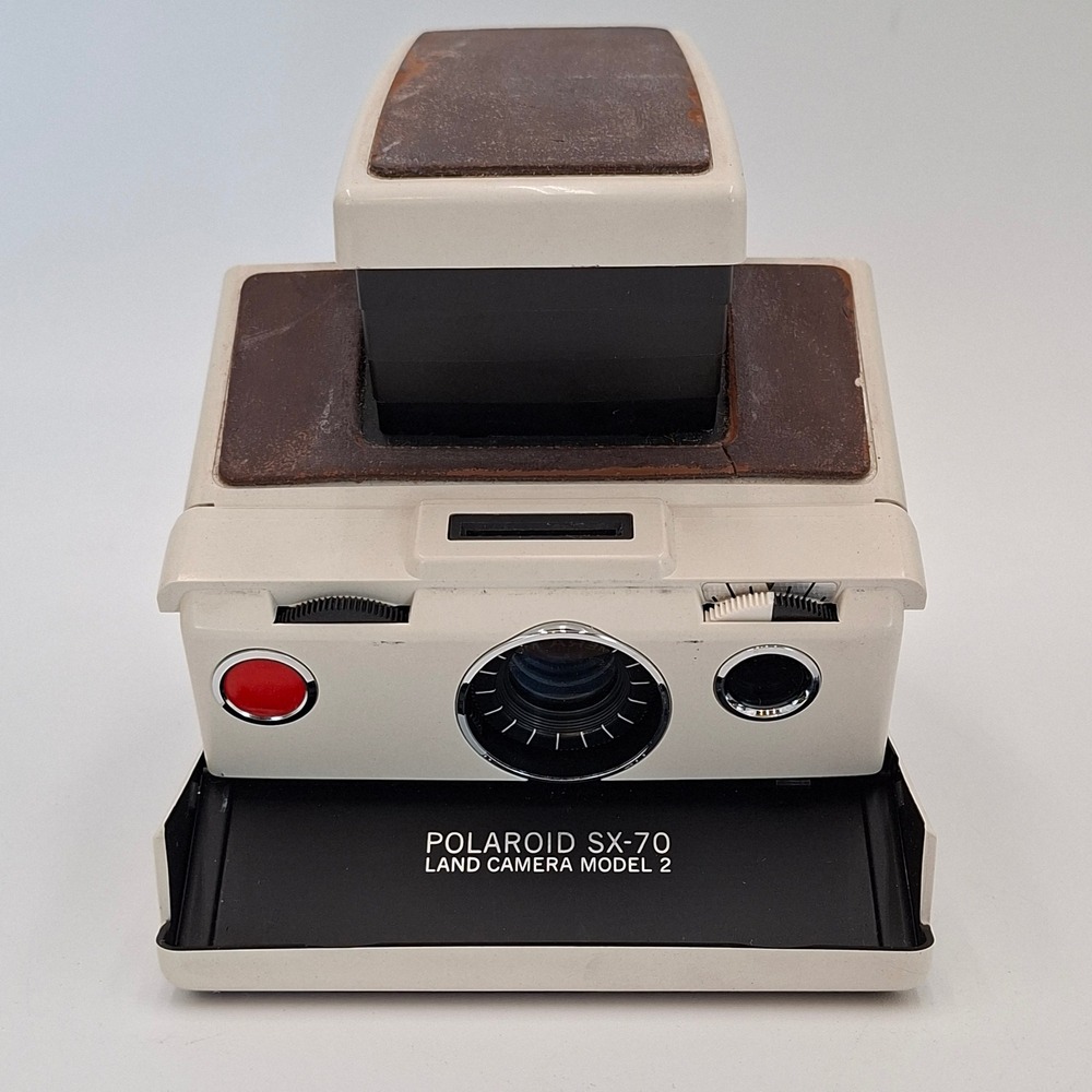 Polaroid SX-70 Land Camera Model 2 Ivory Brown Folding Instant Camera Untested